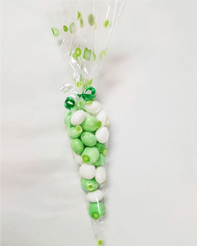 Green and white mint cone
