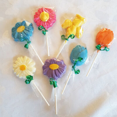 Chocolate Flower Lollipops by Edible Promotions, Erin,Ontario